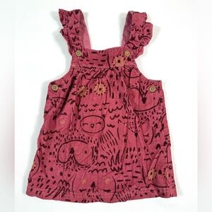 CARTERS Girls Corduroy Owl Woodland Animal Jumper Dress 9M Cottagecore Fall Cute